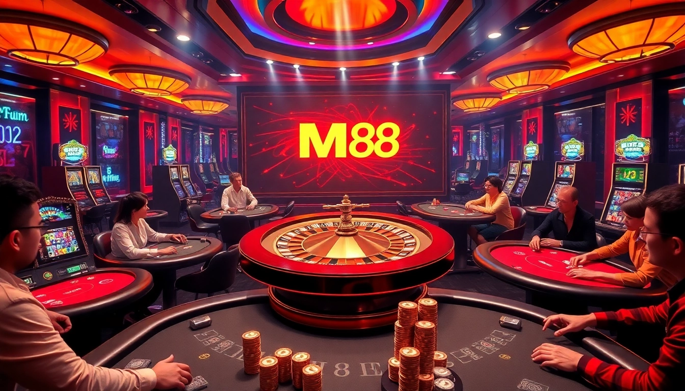 Players at MM 88 engage in an exciting poker game at a virtual casino table, showcasing vibrant graphics and immersive gameplay.